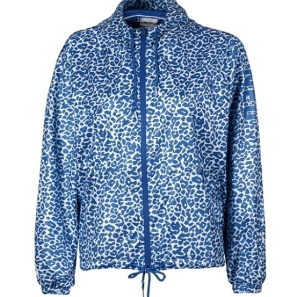 Adidas NEO Blue White Animal Print Wind Breaker Zipper Jacket - Picture 2 of 11